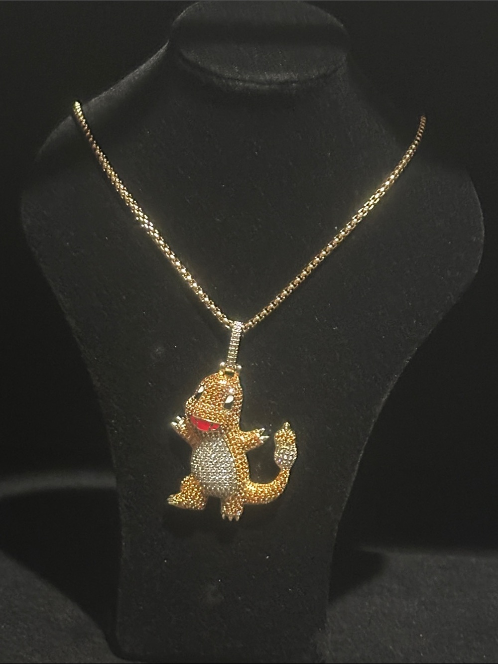 Gold Charmander Pokemon  Pendant Necklace for Pokemon Lovers